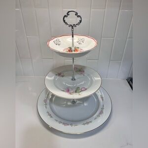 Custom Three Tier Cake Stand Made With Antique Plates Tea Party